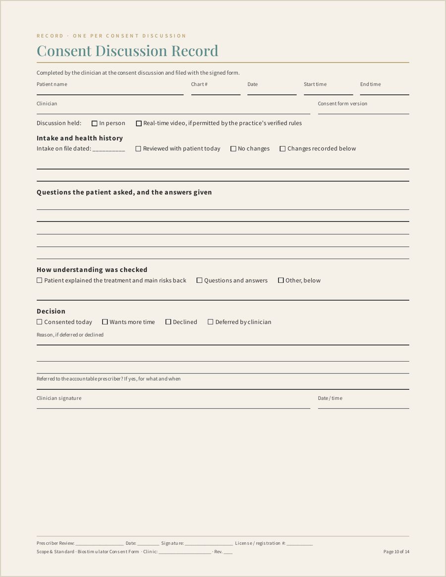 Biostimulator Consent Form, Page 10 of 14