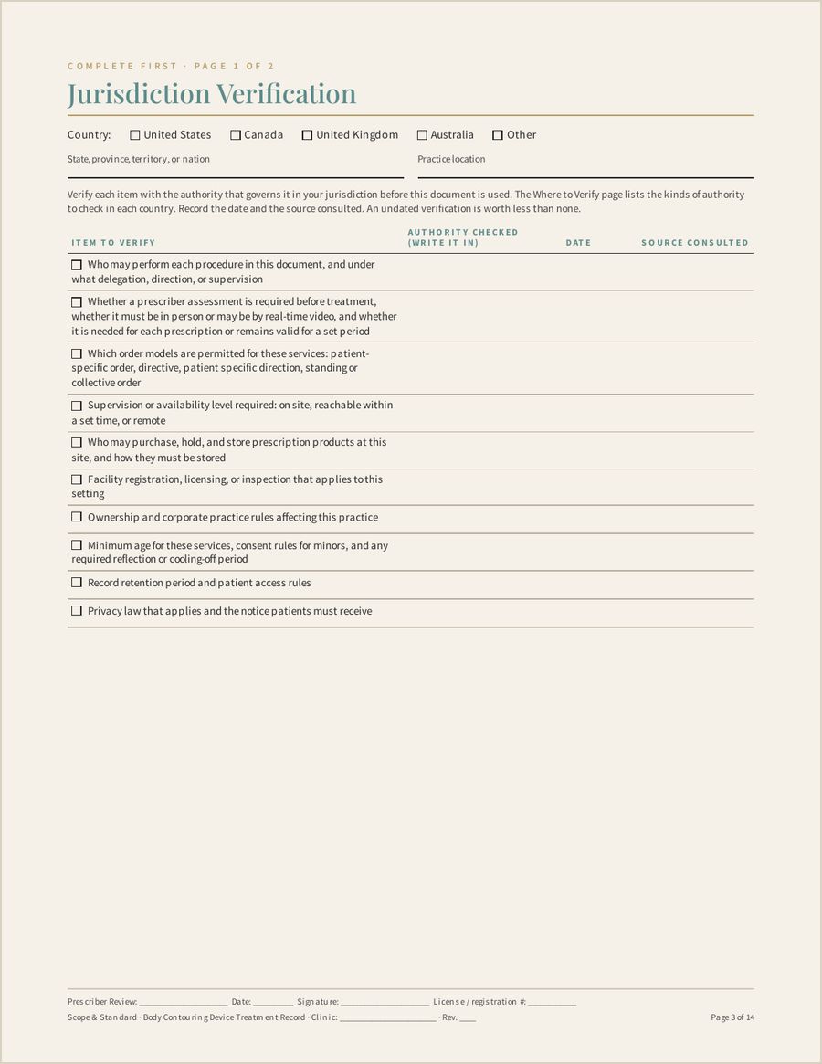 Body Contouring Device Treatment Record, Page 3 of 14