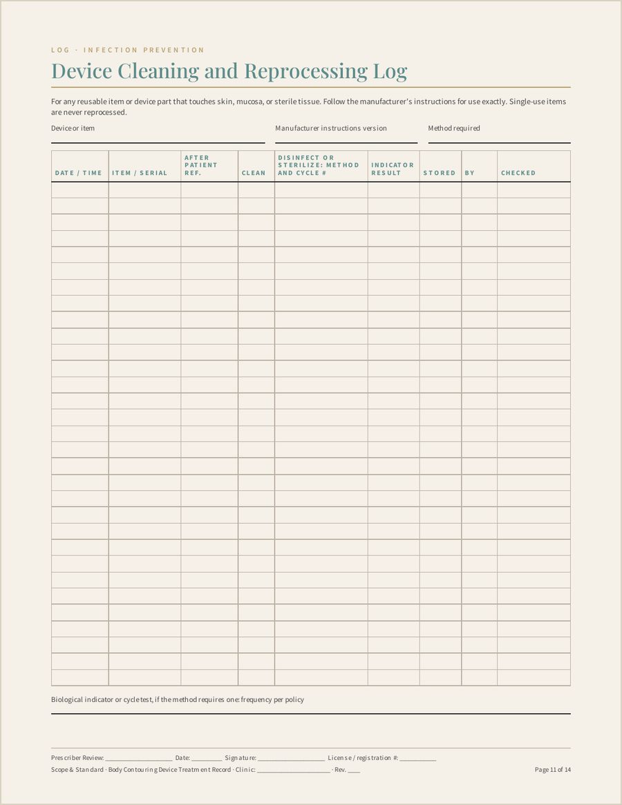 Body Contouring Device Treatment Record, Page 11 of 14