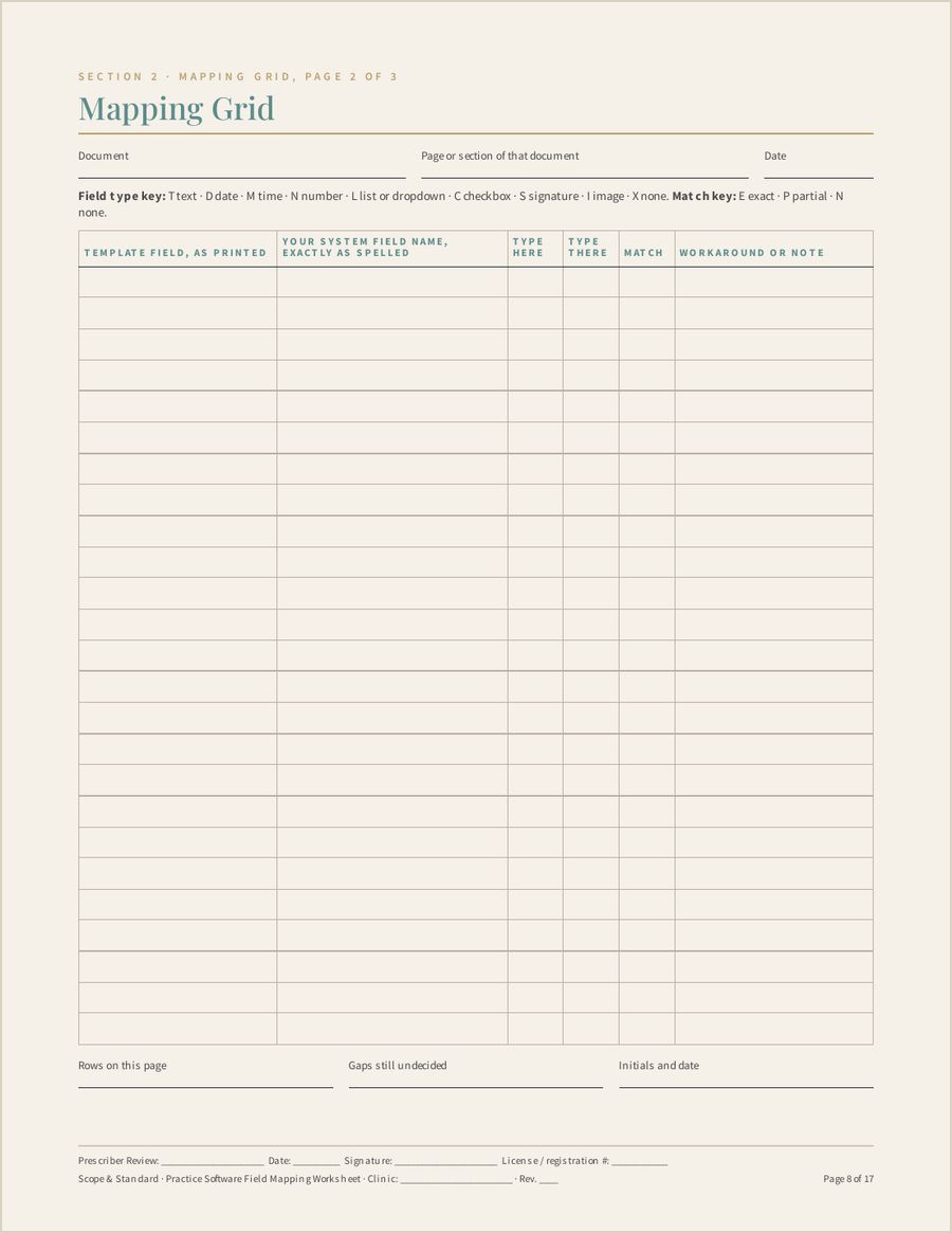 EMR Field Mapping Worksheet, Page 8 of 17
