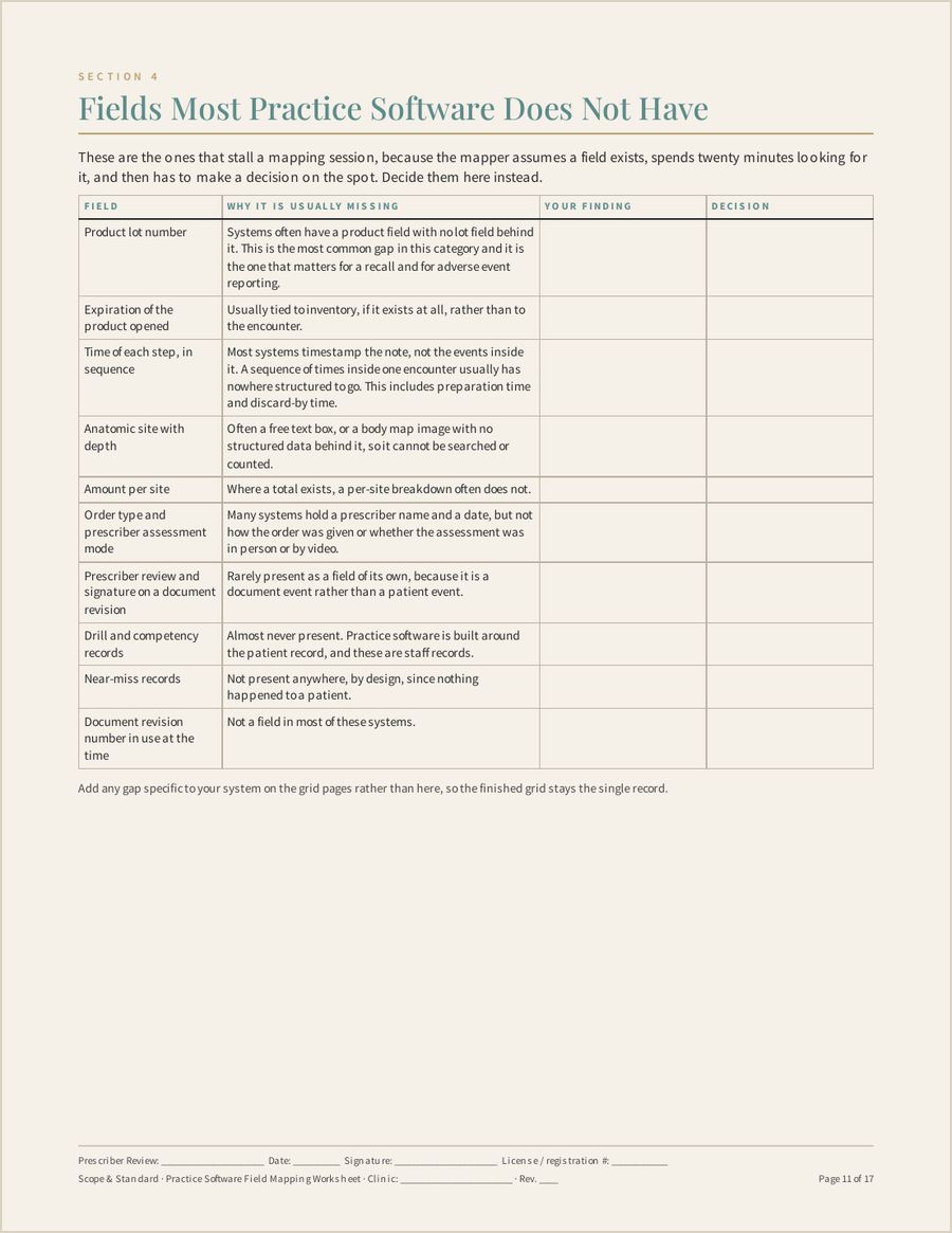 EMR Field Mapping Worksheet, Page 11 of 17