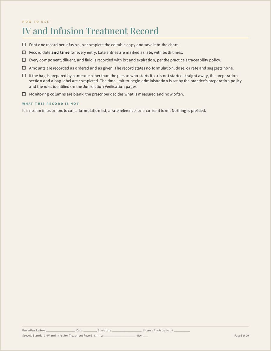 IV and Infusion Treatment Record, Page 5 of 10
