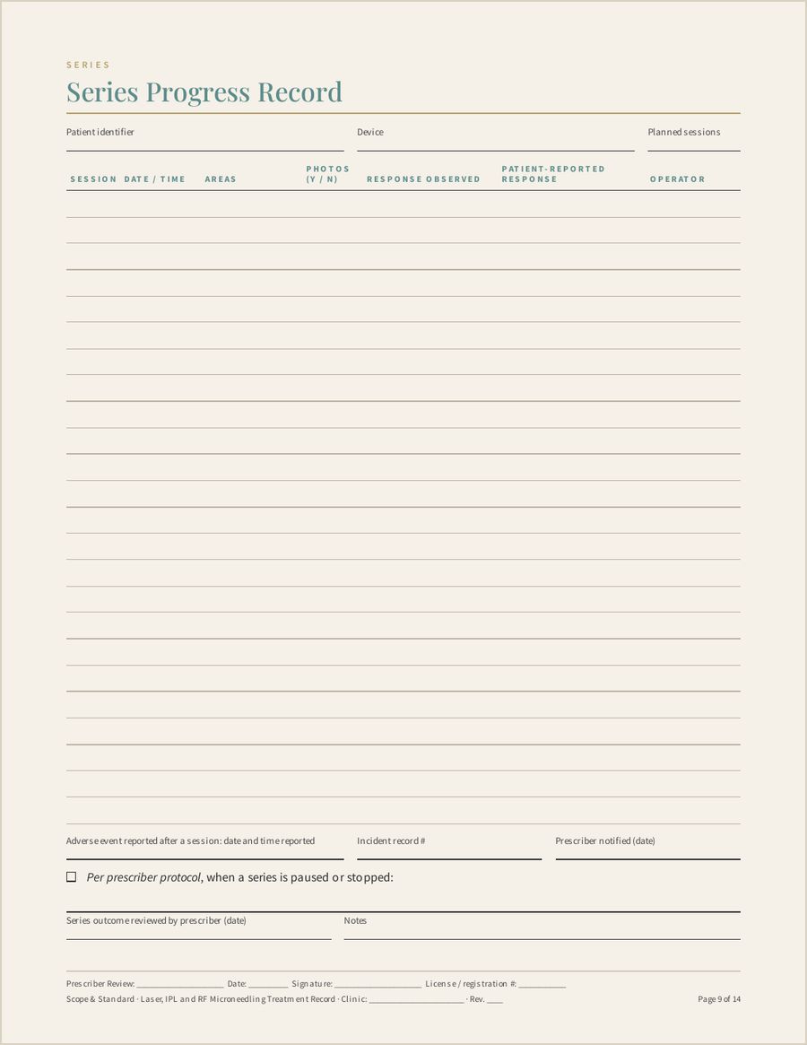 Laser, IPL and RF Microneedling Treatment Record, Page 9 of 14