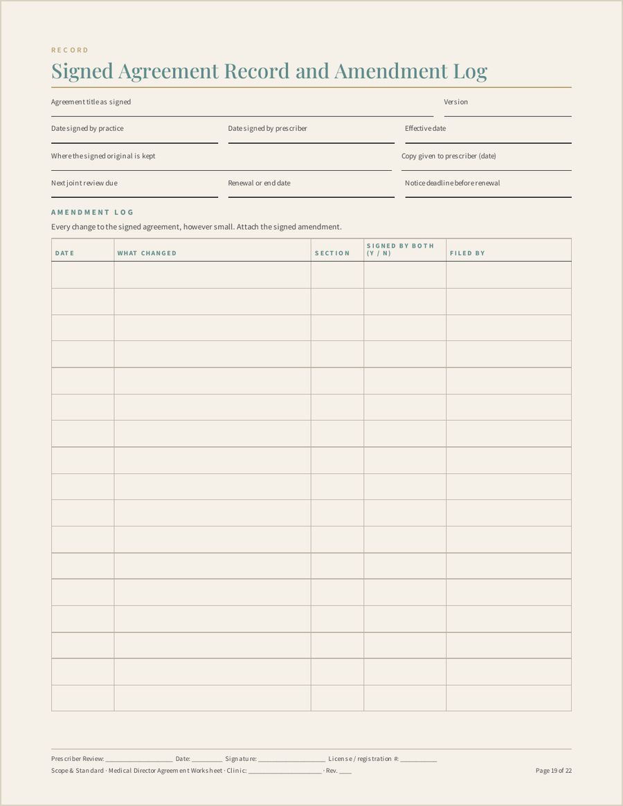 Medical Director Agreement Worksheet, Page 19 of 22
