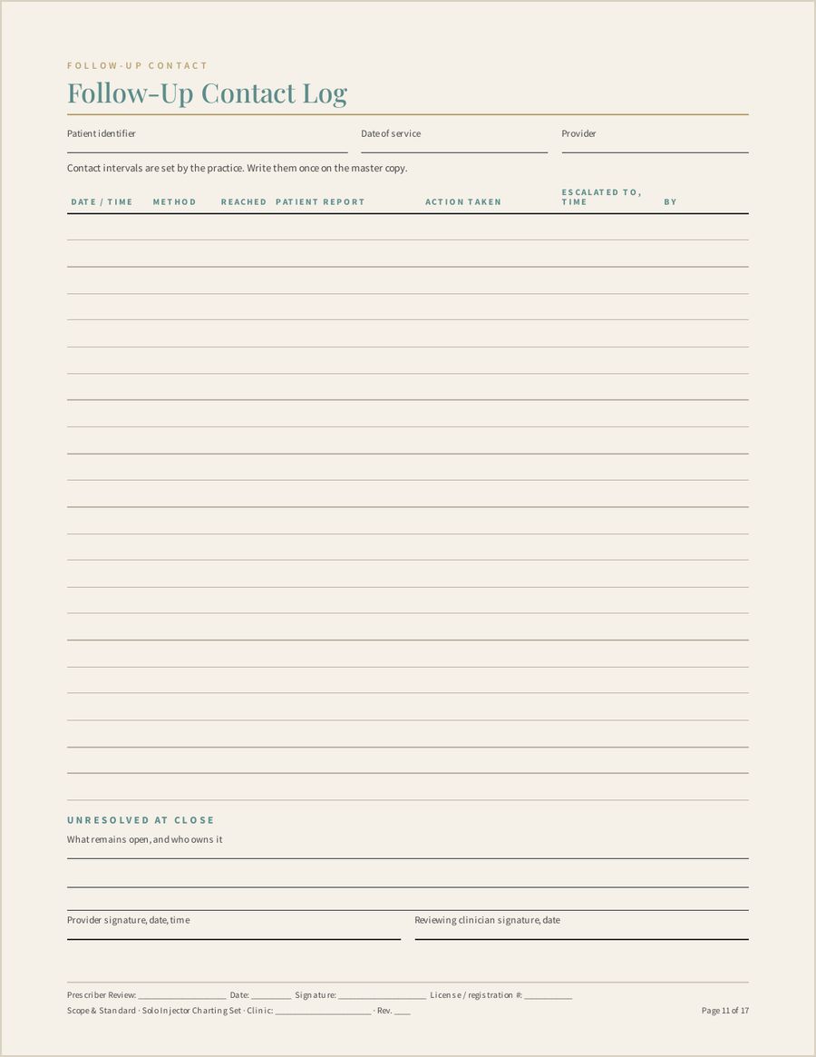 Solo Injector Charting Set, Page 11 of 17