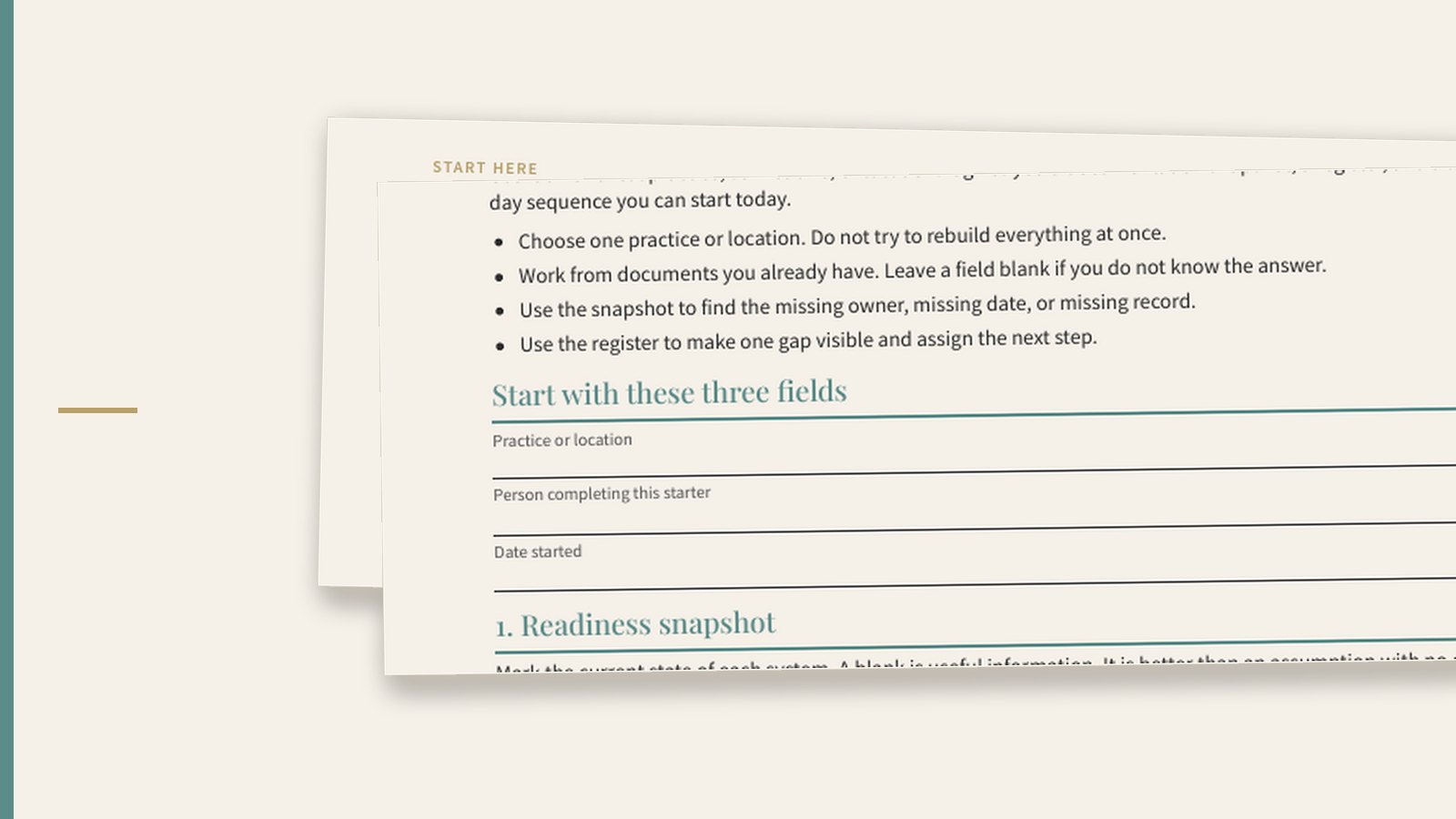 Pages from a Scope & Standard opening a practice document, shown as an example of the page structure this guide describes.